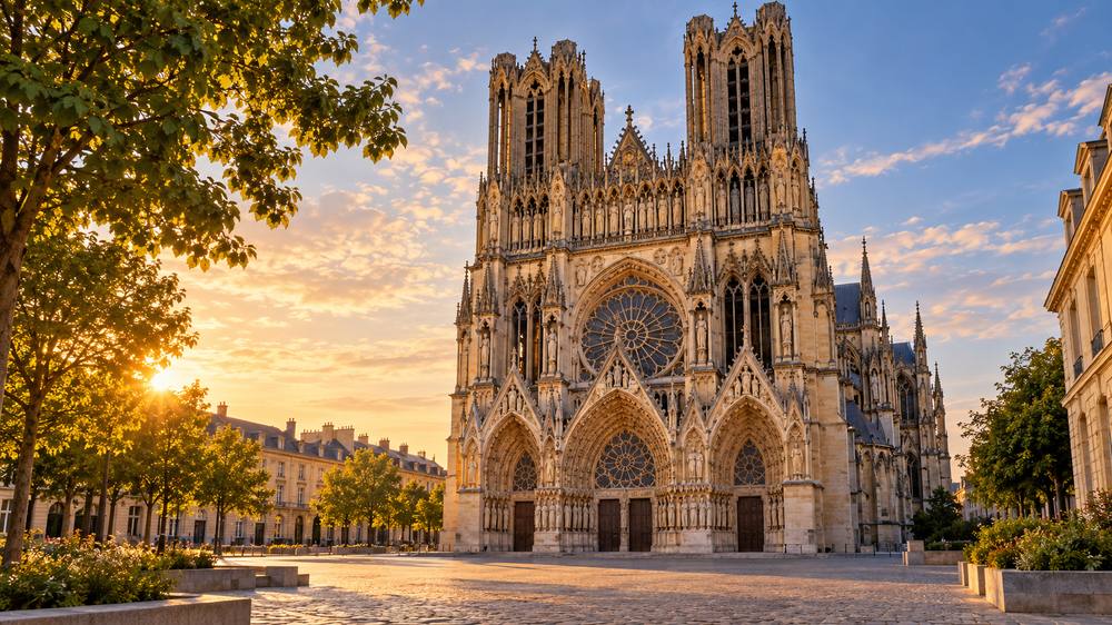Cathédrale de Reims, visuel d'illustration pour un trajet en chauffeur privé vers la Champagne