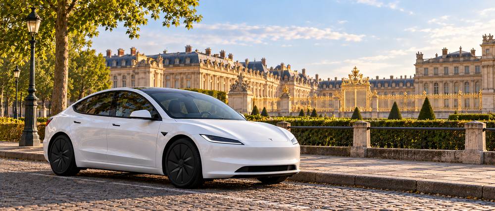 Berline TK Legrand Transfer devant les grilles du château de Versailles, visuel d'illustration